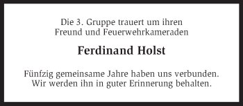 Traueranzeige von Ferdinand Holst von KRZ