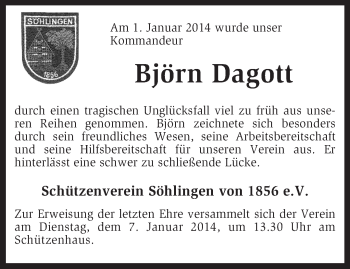 Traueranzeige von Björn Dagott von KRZ