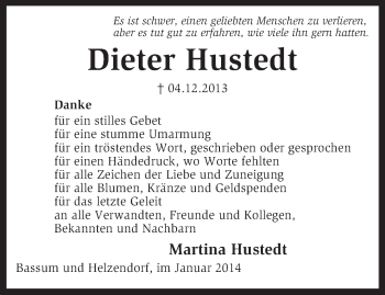 Traueranzeige von Dieter Hustedt von KRZ