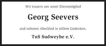 Traueranzeige von Georg Seevers von KRZ