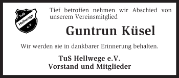 Traueranzeige von Guntrun Küsel von KRZ