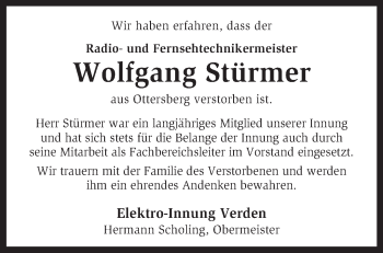 Traueranzeige von Wolfgang Stürmer von KRZ