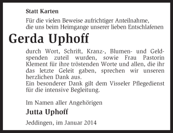 Traueranzeige von Hermann Uphoff von KRZ