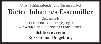 Traueranzeige von Dieter Johannes-Essemüller von KRZ