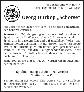 Traueranzeige von Georg Dürkop von KRZ