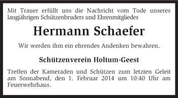 Traueranzeige von Hermann Schaefer von KRZ