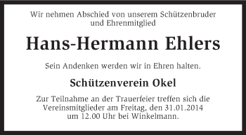 Traueranzeige von Hans-Hermann Ehlers von KRZ