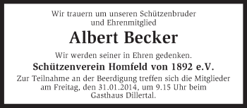 Traueranzeige von Albert Becker von KRZ