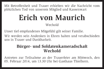 Traueranzeige von Erich von Maurich von KRZ