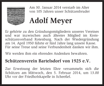 Traueranzeige von Adolf Meyer von KRZ