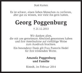 Traueranzeige von Georg Poggenburg von KRZ