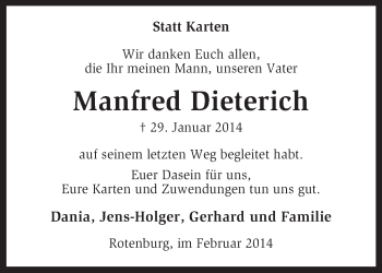 Traueranzeige von Manfred Dietrich von KRZ