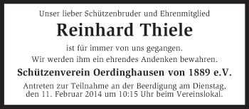 Traueranzeige von Reinhard Thiele von KRZ