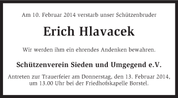 Traueranzeige von Erich Hlavacek von KRZ