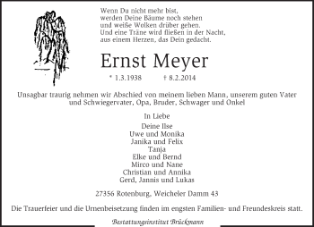 Traueranzeige von Ernst Meyer von KRZ