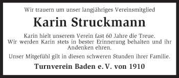 Traueranzeige von Karin Struckmann von KRZ