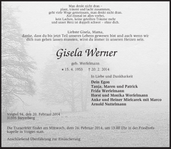 Traueranzeige von Gisela Werner von KRZ