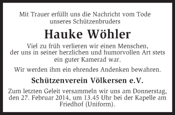 Traueranzeige von Hauke Wöhler von KRZ