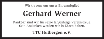 Traueranzeige von Gerhard Werner von KRZ