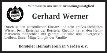 Traueranzeige von Gerhard Werner von KRZ