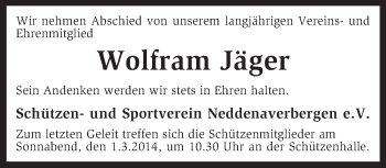 Traueranzeige von Wolfram Jäger von KRZ