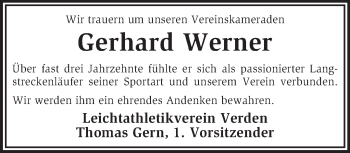 Traueranzeige von Gerhard Werner von KRZ