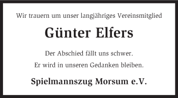 Traueranzeige von Günter Elfers von KRZ