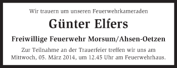 Traueranzeige von Günter Elfers von KRZ