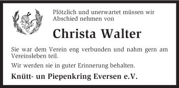 Traueranzeige von Christa Walter von KRZ