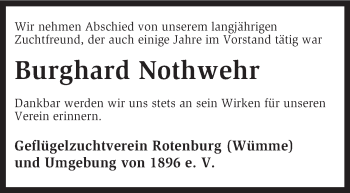 Traueranzeige von Burghard Nothwehr von KRZ