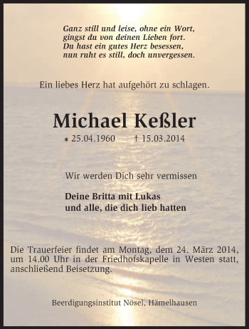 Traueranzeige von Michael Keßler von KRZ