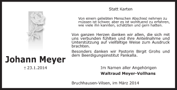 Traueranzeige von Johann Meyer von KRZ