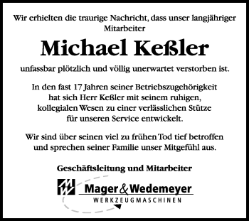 Traueranzeige von Michael Keßler von KRZ