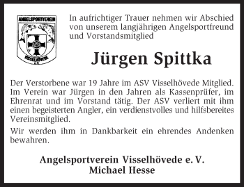 Traueranzeige von Jürgen Spittka von KRZ