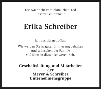 Traueranzeige von Erika Schreiber von KRZ