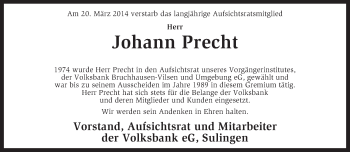 Traueranzeige von Johann Precht von KRZ