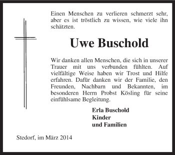 Traueranzeige von Uwe Buschold von KRZ