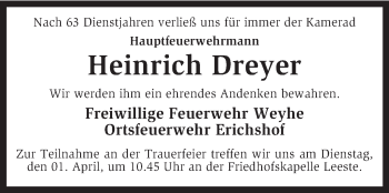 Traueranzeige von Heinrich Dreyer von KRZ