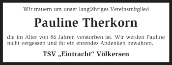 Traueranzeige von Pauline Therkorn von KRZ