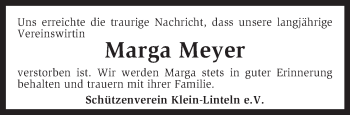 Traueranzeige von Marga Meyer von KRZ