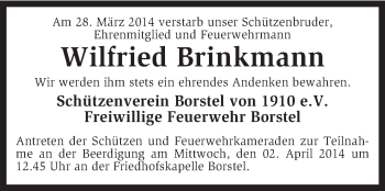 Traueranzeige von Wilfried Brinkmann von KRZ