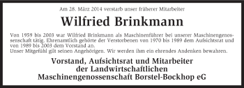 Traueranzeige von Wilfried Brinkmann von KRZ