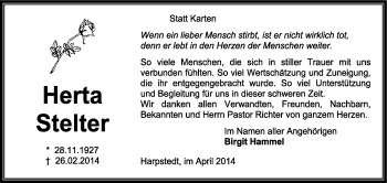 Traueranzeige von Herta Selter von KRZ