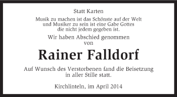 Traueranzeige von Rainer Falldorf von KRZ