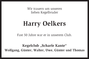 Traueranzeige von Harry Oelkers von KRZ