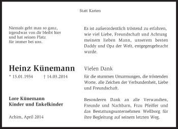 Traueranzeige von Heinz Künemann von KRZ