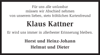 Traueranzeige von Klaus Kattner von KRZ