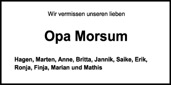 Traueranzeige von Opa Morsum  von KRZ