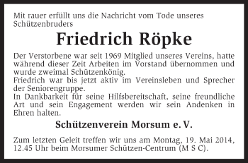 Traueranzeige von Friedrich Röpke von KRZ