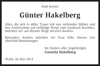 Traueranzeige von Günter Hakelberg von KRZ